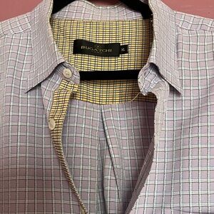 Bugatchi Checkered Shirt in Purple and Tan